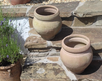 Vintage European Terracotta Confit Jar: Rustic Farmhouse Planter