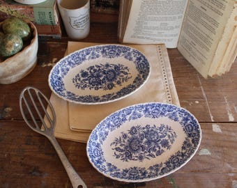 Antique English Ironstone Plates: Vintage wall decor, Blue and White Plates
