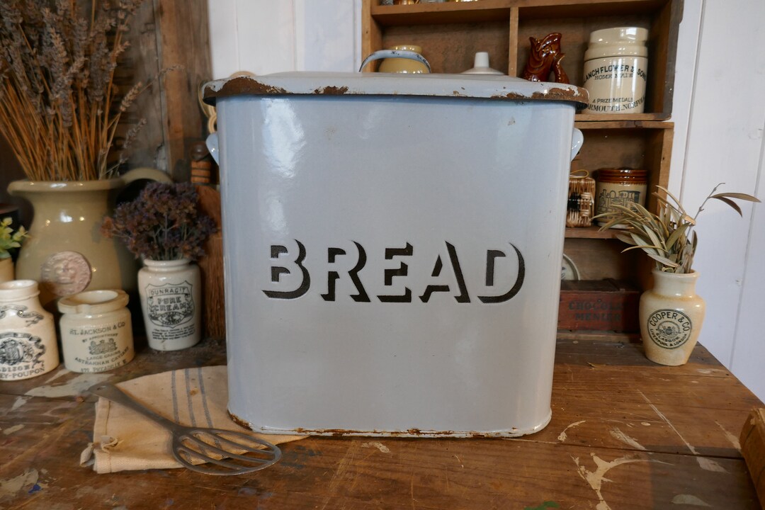 Rare Blue Vintage Enamel Bread Bin Blue Bread Box Blue Etsy