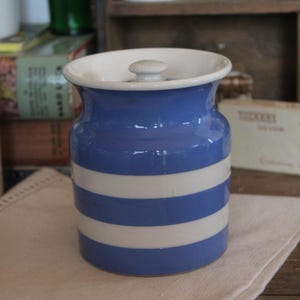 Pot de cuisine en cornishware vintage TG vert, cornishware bleu et blanc, cornishware vintage, bidon de cuisine vintage, pot vert TG