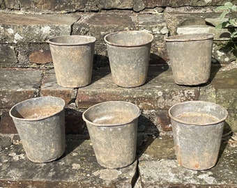 Rustic Zinc Flower Bucket - Vintage Metal Garden Planter - Vintage Galvanised Zinc Planter - Vintage Planter - Metal Planter - Metal Pot