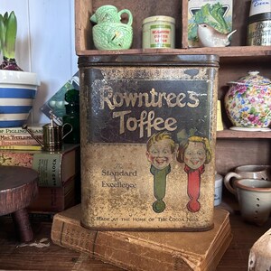 Vintage sweet Tin - Rustic Vintage  Tin - Advertising Tin - Kitchen Canister - Vintage Canister - sweet Tin - Candy Tin