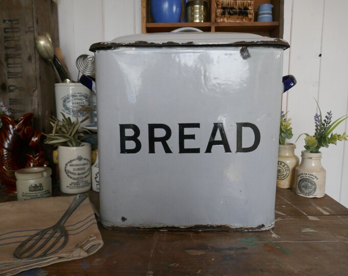 Vintage Enamel Bread Bin White Enamel Bread Box White Bread Bin English