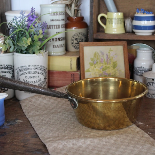 Antique Brass Pan - Antique Brass Sauce Pan - Antique Milk Pan - Antique Cookware - Antique Sauce Pan - Antique Skillet - Antique Pan