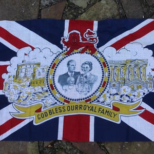 Very Rare Vintage Union Jack Flag, Queen Flag, Coronation Flag, Vintage British Flag, British Flag, English Flag, Vintage British Decor