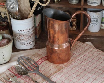 Antique Copper Pitcher: 1920s Vintage Kitchen Jug