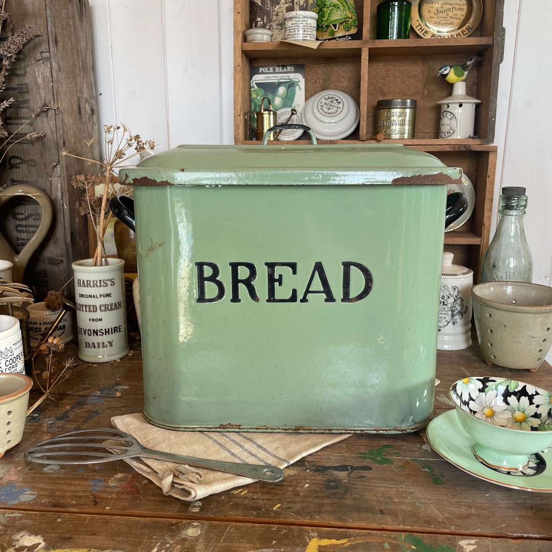 Rare Pastel Green Vintage Enamel Bread Box Bread Bin Green Etsy