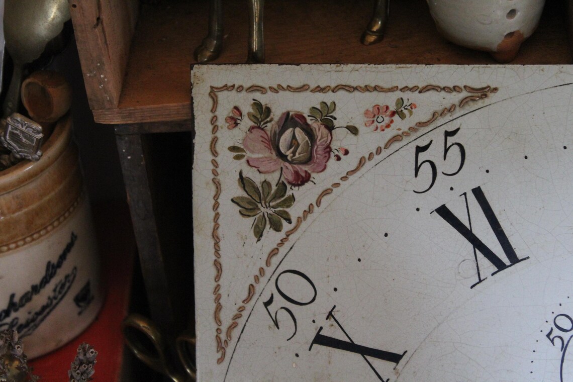 Antique Grandfather Clock Face: Salvaged English Clock With Hand ...