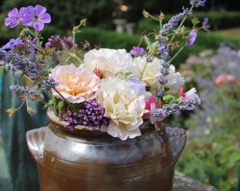 Vintage French Stoneware Confit Jar: Farmhouse Kitchen Decor