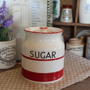Vintage 1930s Kleen Kitchen Brand Sugar Kitchen Canister, English Kitchen Canister, Art Deco Kitchen, Kitchen Canister, Sugar Storage jar