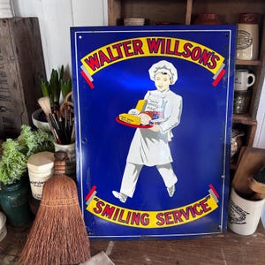 English Vintage Enamel Sign, Vintage Enamel Sign, Original Enamel Sign, Antique Advertising, Kitchen Decor, Wall Decor, Kitchen Wall Decor