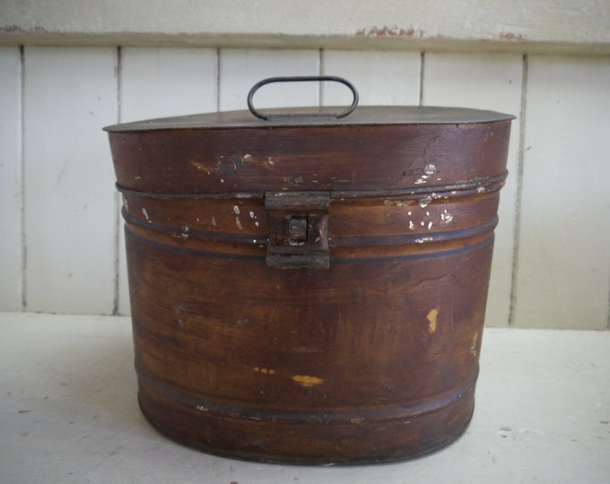 Antique Victorian Tin Hat Box Original Paintwork Patina Etsy