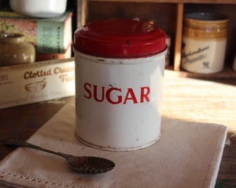 Vintage Worcester Ware Kitchen Tins: Tea, Sugar, Rice - Shabby