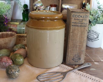 Vintage Salt Glaze Stoneware Pot: Farmhouse Kitchen Utensil Jar