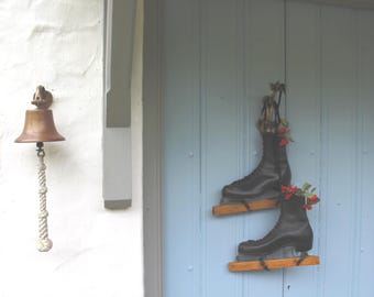 Vintage Ice Skating Boots: 1950s Fagans, Shabby Chic Christmas Decor