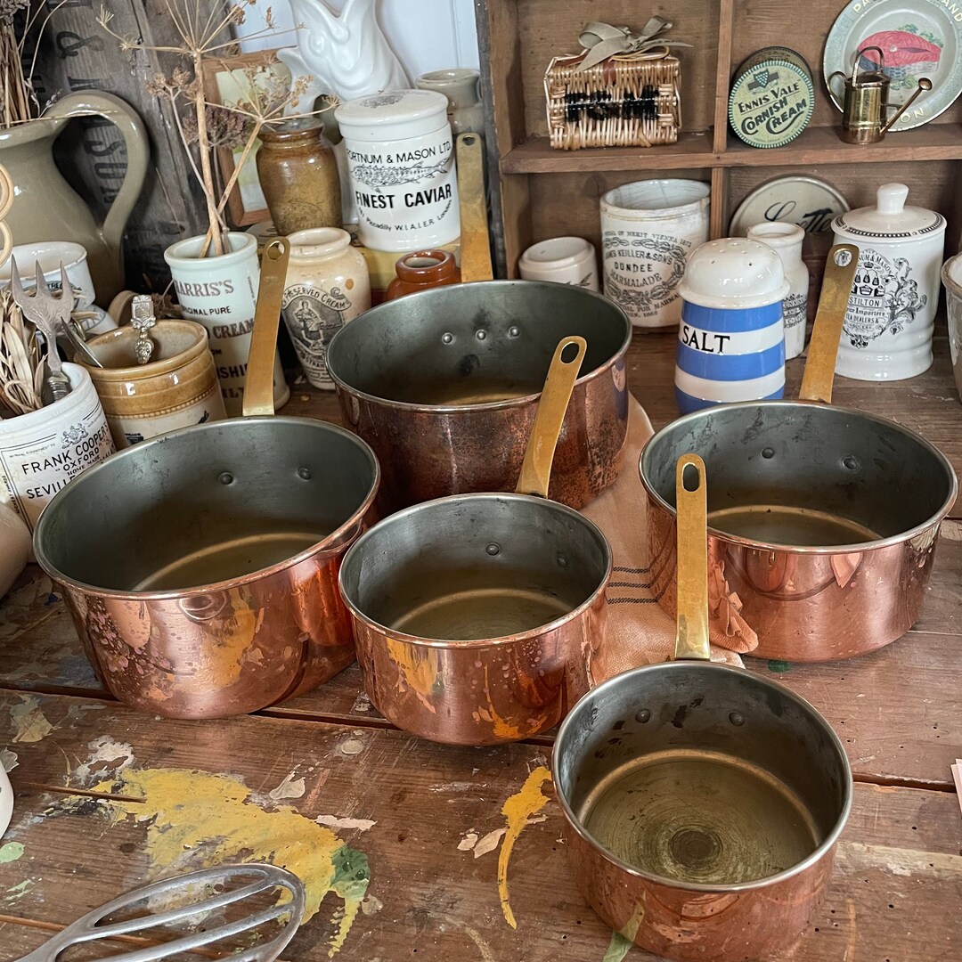 Antique Copper Pans Antique Copper Sauce Pans Antique Pans Etsy