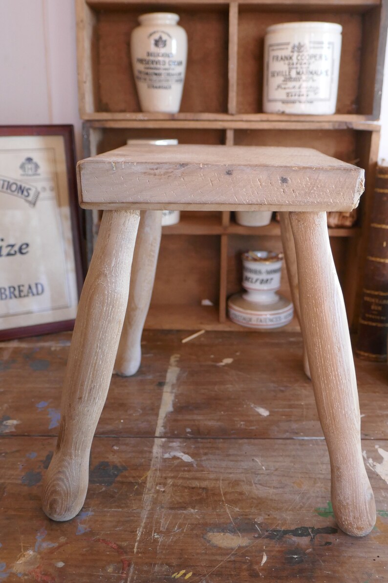 Antique Rustic Wooden Stool Wooden Stool Side Table Wood Etsy