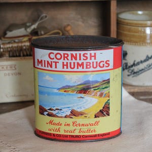 Vintage Cornish Advertising Tin: Rustic Kitchen Canister, 1950s Souvenir