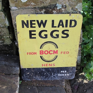 Vintage Salvaged Eggs Sign, Original Tin Sign, Wall Sign, Farmhouse Decor, Vintage Eggs Sign, Vintage Sign, Eggs Sign, Wall Decor Sign,