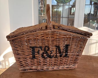 Large Fortnum and Mason Wicker Picnic Basket – Vintage Hamper Storage