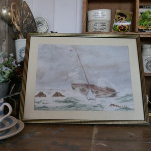 Vintage English Watercolour - Coastal Painting - Enlish Seaside watercolour - vintage painting - Sea painting - Coast Style - Seascape