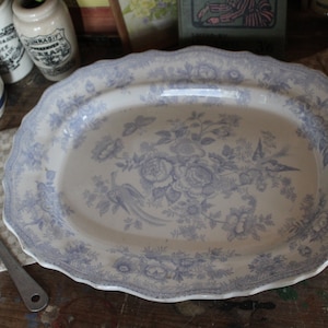 RESERVED BELLA Ironstone Blue and White platter, Antique Blue and White Plate, blue and white English Ironstone, Farmhouse Decor, Platter