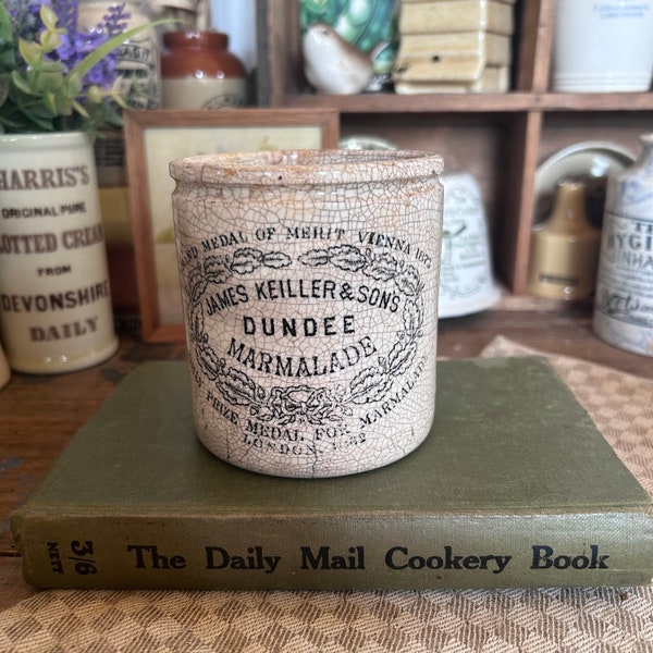 English Advertising Pot, Marmalade Jar, Dundee Marmalade, Antique Marmalade jar, farmhouse, Kieller Jar, Advertising Crock, Dundee pot, jars