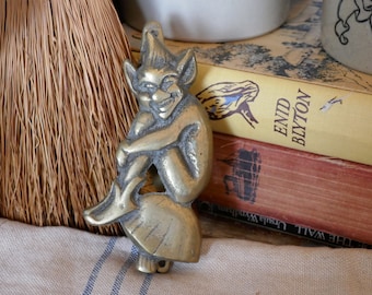 Vintage Brass Door Knocker - Pixie Door Knocker - Brass door knocker - Pixie brass door knocker - door hardware - fairy door knocker
