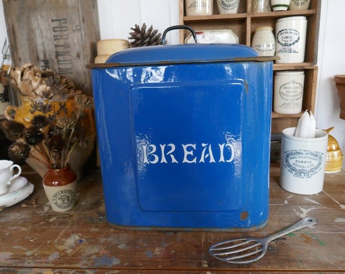Rare Blue Vintage Enamel Bread Bin Blue Bread Box Blue Etsy