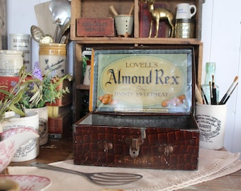 Vintage Toffee Tin Suitcase: 1940s Advertising Candy Tin Keepsake