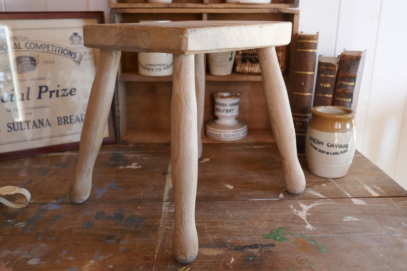 Antique Rustic Wooden Stool Wooden Stool Side Table Wood Etsy
