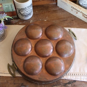 Large Antique Egg Poacher  - Antique Egg Pan - Copper Pan - Vintage Copper Bowl - Antique Copper - Antique Copper Egg Pan - Farmhouse Decor