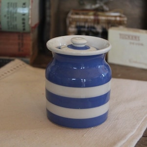 Pot de cuisine en cornishware vintage TG vert, cornishware bleu et blanc, cornishware vintage, bidon de cuisine vintage, pot vert TG