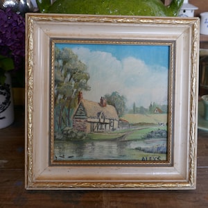 Vintage Oil Painting - English Country Scene - Oil Painting - English Oil Painting - Vintage Painting - Vintage wall decor Cottage Decor