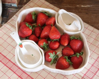 Vintage Ceramic Strawberry Serving Set – English Crockery, Serving Bowl
