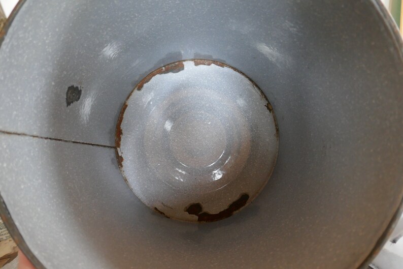 Antique Enamel Bread Bin Round Bread Box Enamel Bread Box Etsy