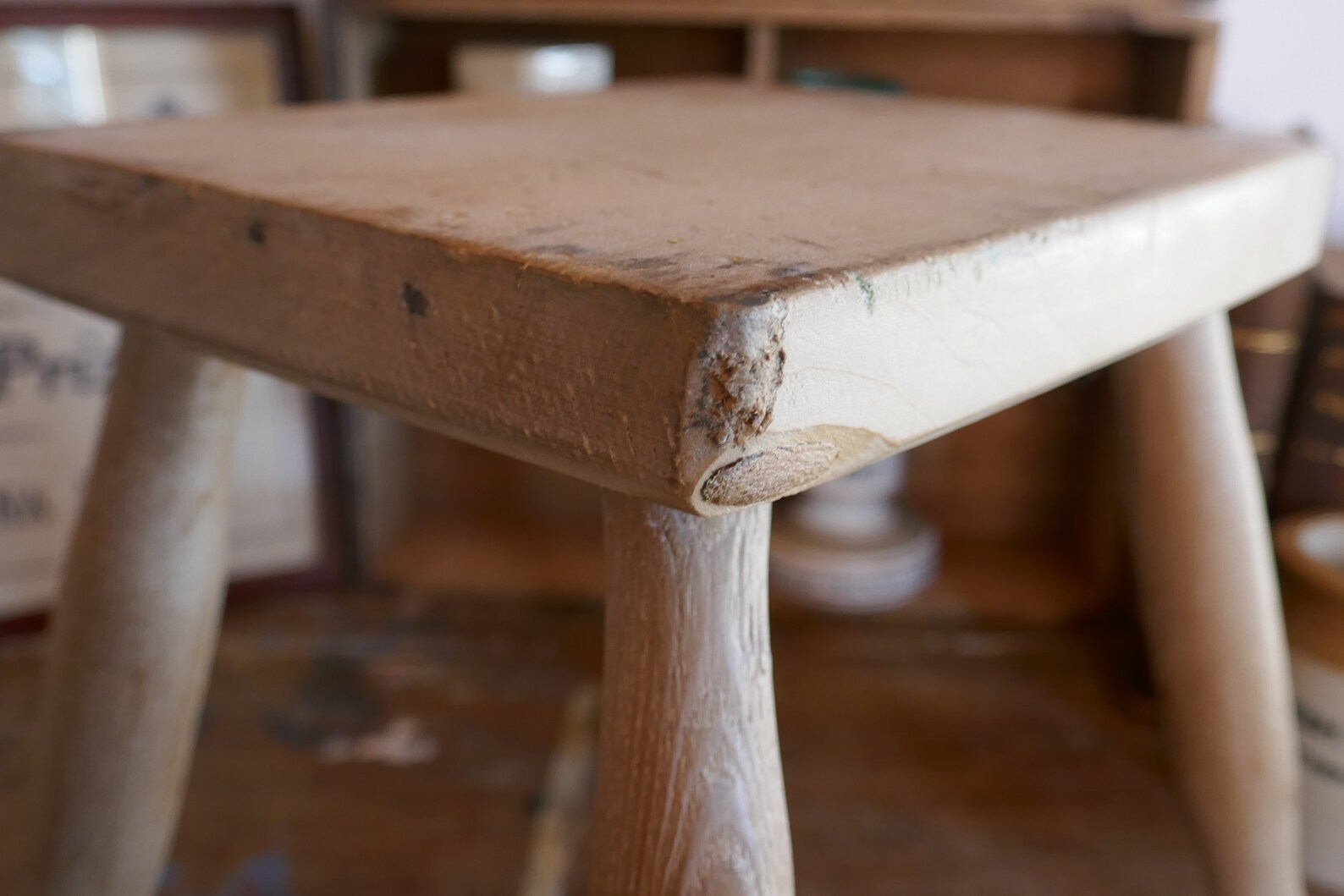 Antique Rustic Wooden Stool Wooden Stool Side Table Wood Etsy