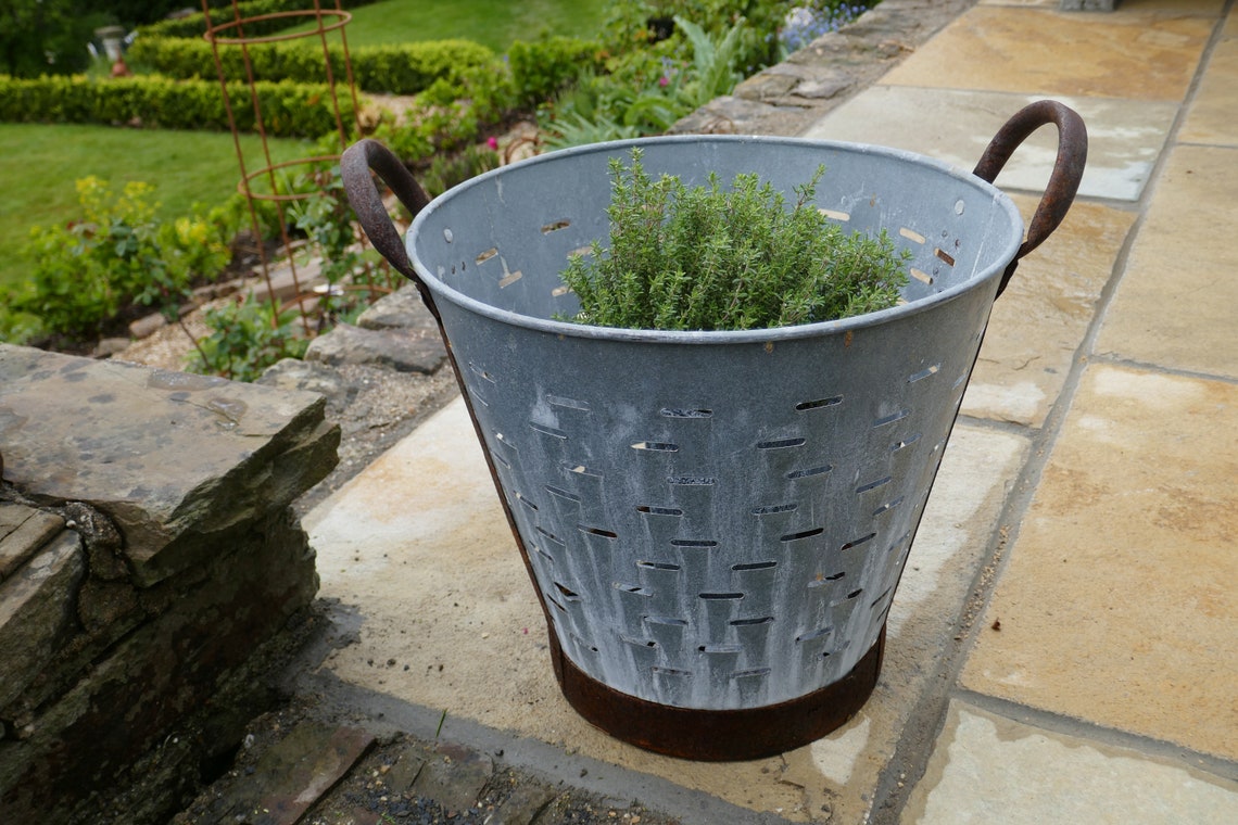 Vintage Olive Bucket Vintage Log Basket Bucket Log Basket Etsy