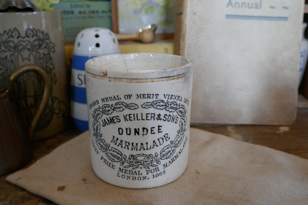 English Advertising Pot, Marmalade Jar, Dundee Marmalade, Antique Marmalade Jar, Farmhouse