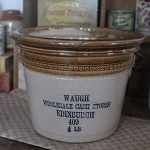 Scottish Vintage Dairy Pot, Antique Advertising Jar, Antique Jar, Dairy Cream Pot, Antique Advertising Pot, Farmhouse decor, Rustic Vase