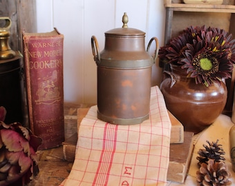 Vintage Copper metal milk churn Vase: Rustic Farmhouse Decor