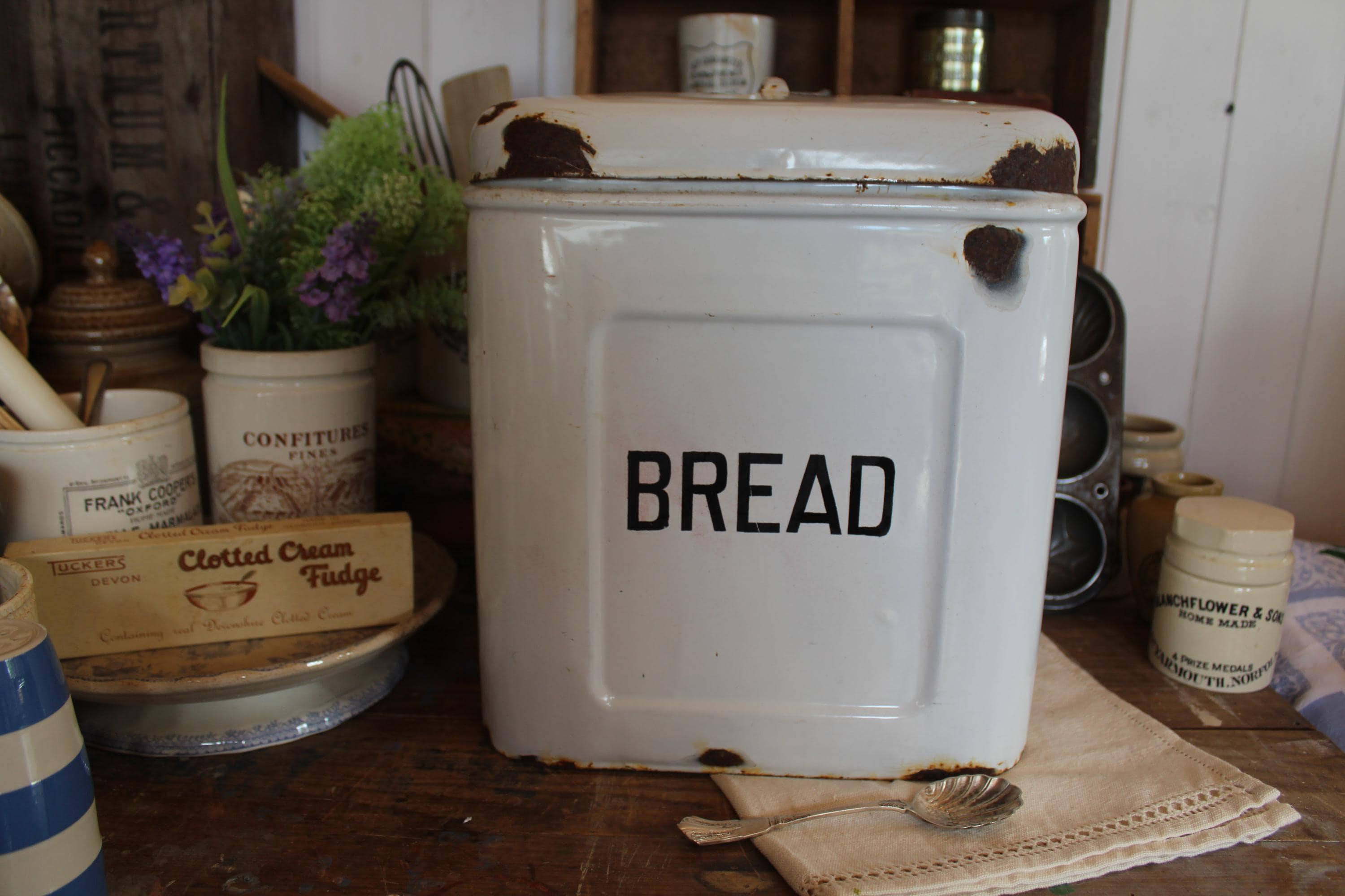 Vintage Enamel Flour Bin - Etsy