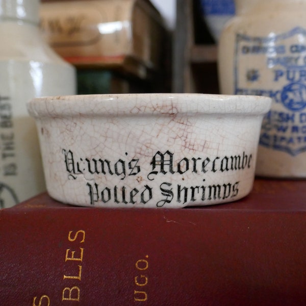 Antique Jar - Potted Shrimp Jar - English Advertising Pot - Antique Advertising jar - - Antique Kieller Jar - Jam Pot - Farmhouse Decor