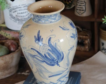 Vintage Studio Pottery Vase: Rustic Farmhouse Decor