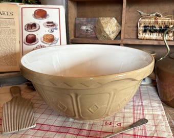 Vintage TG Green Large English Stoneware Mixing Bowl: Farmhouse Kitchen Decor