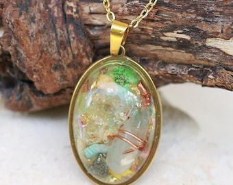 Colgante de orgonita de 20 x 30 mm ~ Aguamarina