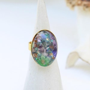 18x25mm Orgonite Ring - Peridot & Amethyst