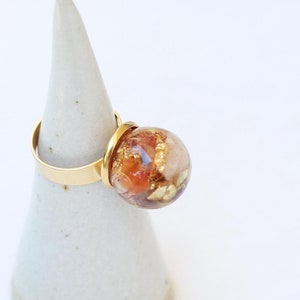 16mm Orgonite Ring ~ Carnelians and kunzite