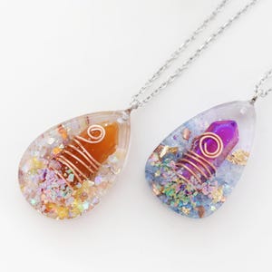 25x40mm Orgonite Crystal Point Pendant