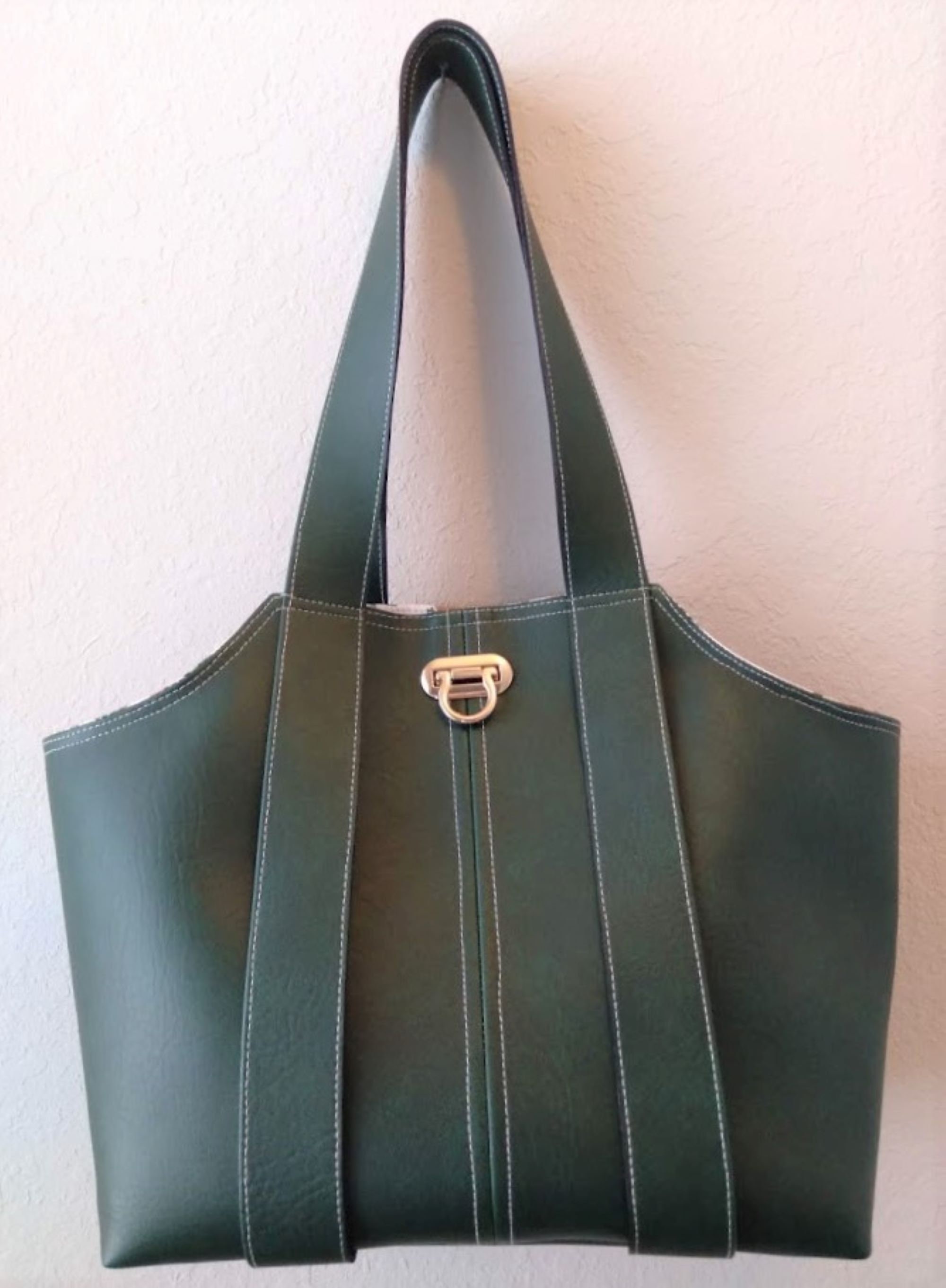 Hand Crafted Vegan Leather Tote Bag Large Deep Green Etsy